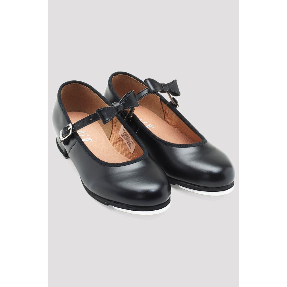 Bloch Kids Black Mary Jane Tap Dance Shoes with Bows Size 9.5 M